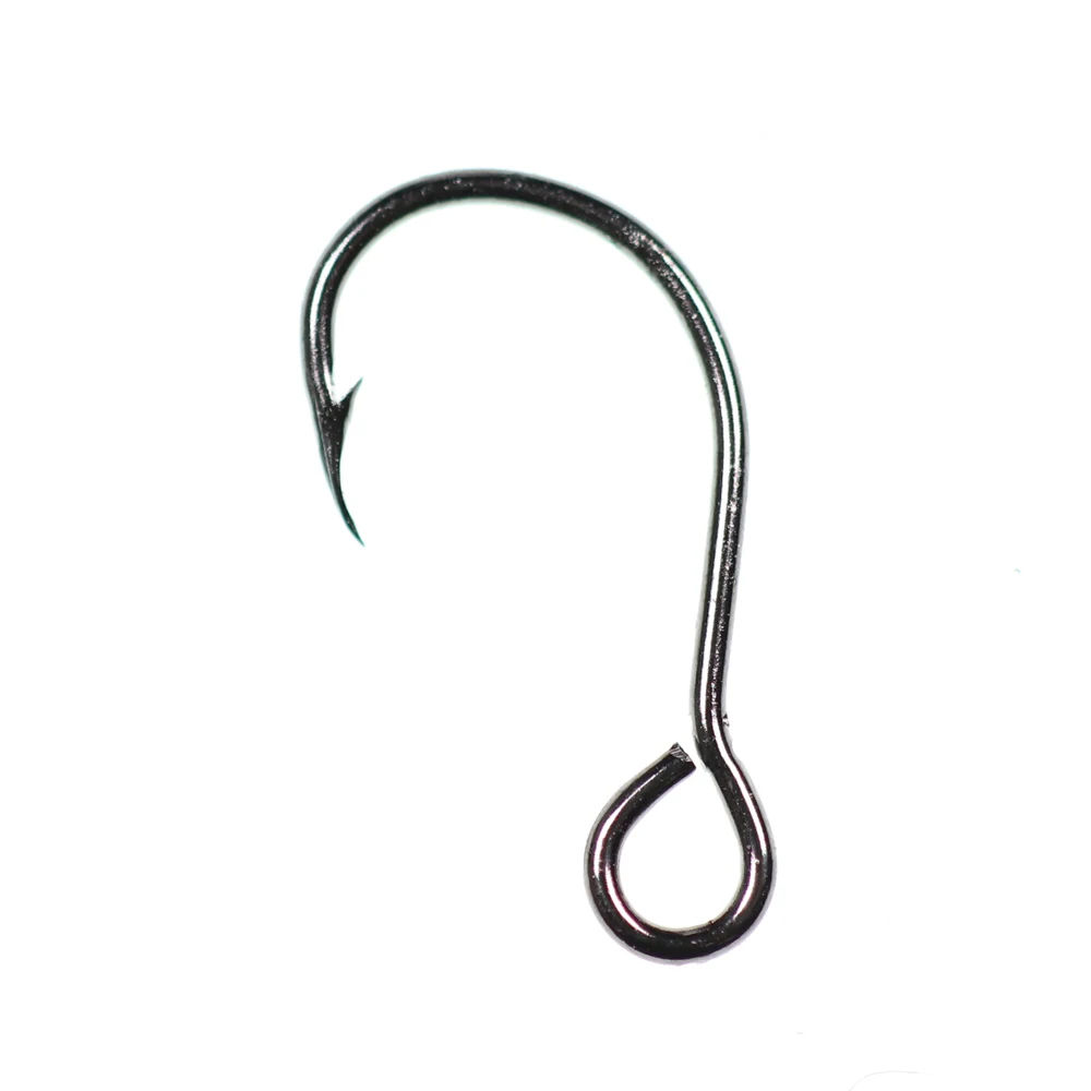 Anzuelos de cuchara giratoria de ojo grande, gancho único de acero con alto contenido de carbono para señuelo de pesca, repuestos en línea, 7 tamaños, 50 unidades - imagen 2