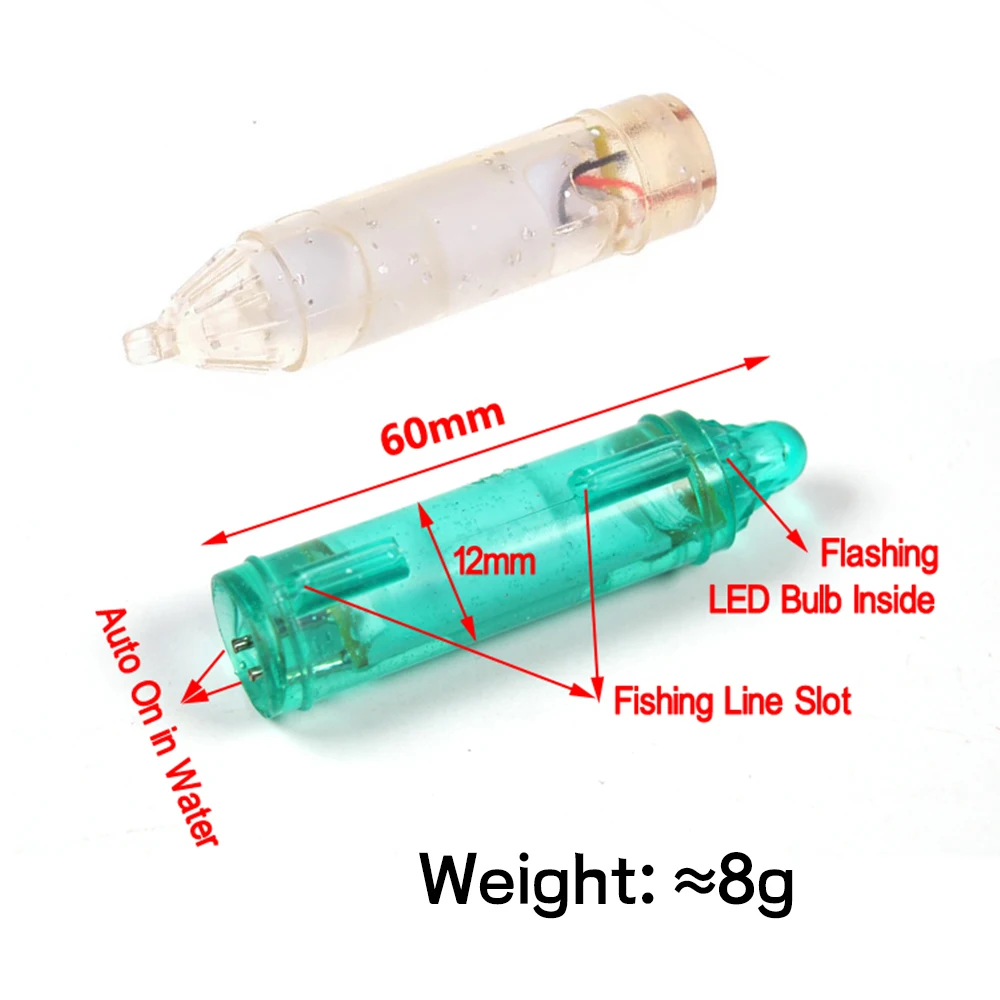 Elllv-Mini lámpara de atracción de peces subacuáticos, luz LED intermitente para recolección de pesca, cebos azules, blancos, rojos y verdes, 6cm/8g, 1 unidad - imagen 4
