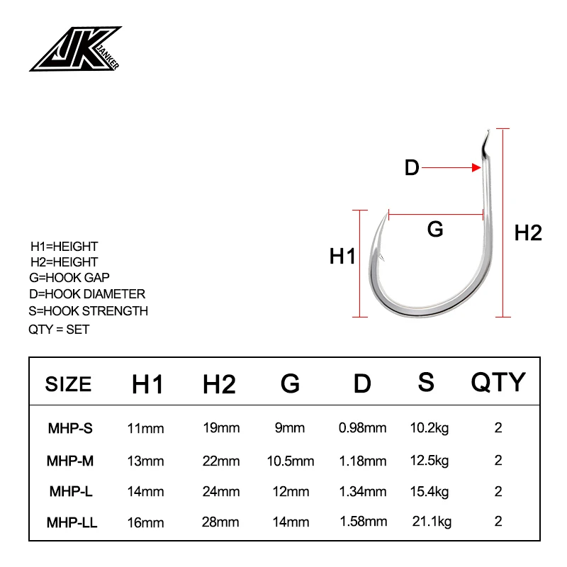 JK Fishing MHP Madai anzuelo auxiliar giratorio para tanque de agua, gancho de pesca de doble capa, gancho de Pesca de Mar Kirt de silicona - imagen 5