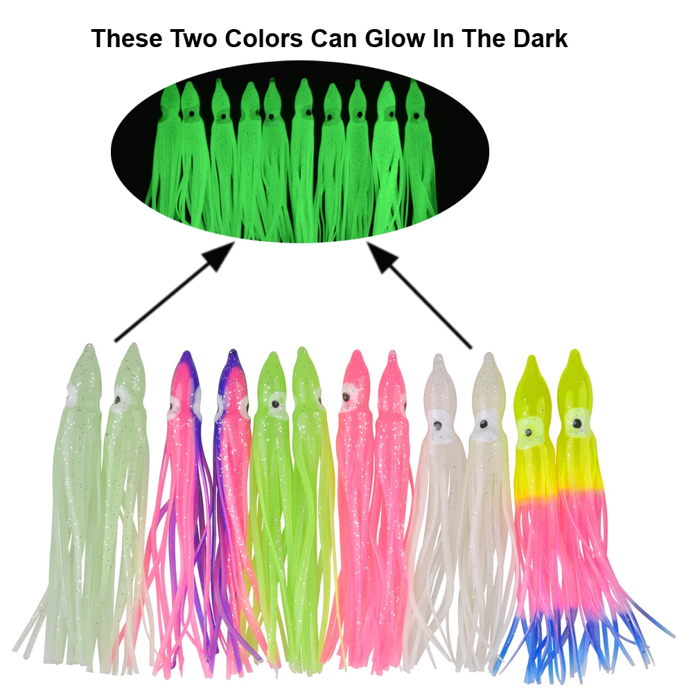 Señuelo de calamar suave para pesca Al curricán, cebo Artificial de silicona para atún, pez vela y bagre, 30/50/100 piezas - imagen 4