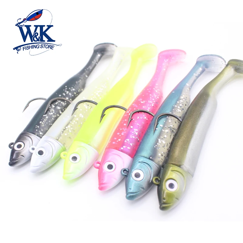 Juego de Señuelos de Pesca de agua salada, cebo suave de cola suave de 7,5 cm con cabeza de plantilla de 12g, 17g, 9,5 cm, cebo de pesca de lubina, Super Vinyl Perch - imagen 4