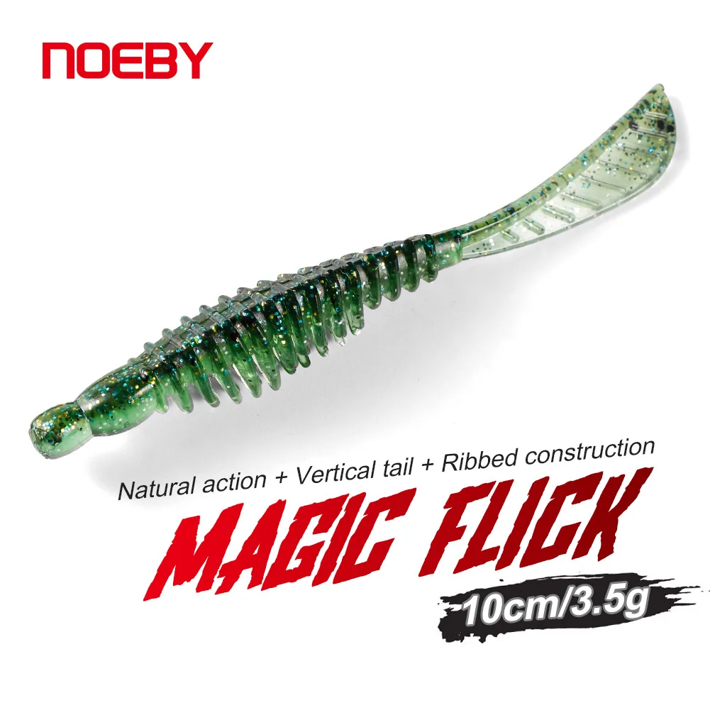 NOEBY-Cebos blandos de silicona Magic Flick, Wobblers Worm Swimbait, señuelo suave para lubina, carpa, Lucio, Señuelos de pesca, 10cm, 3,5g