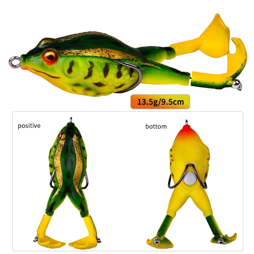1 Uds hélice doble rotación pierna suave rana de señuelo de pesca 9,5 cm/13,5g cebo Artificial Crankbait Topwater equipo de pesca de carpa - imagen 2