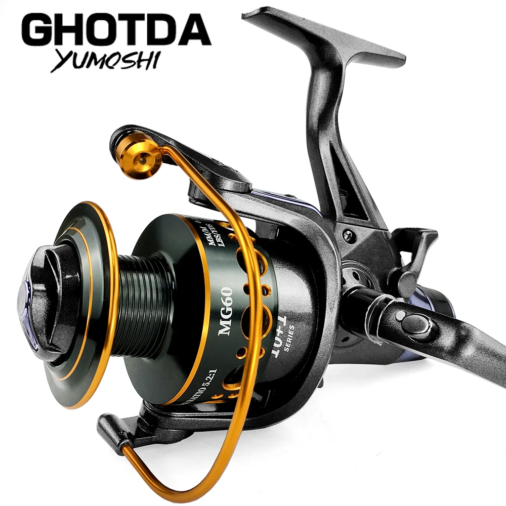 Carrete de pesca giratorio, sistema de freno doble, carrete de Metal delantero y trasero, para mar - imagen 5