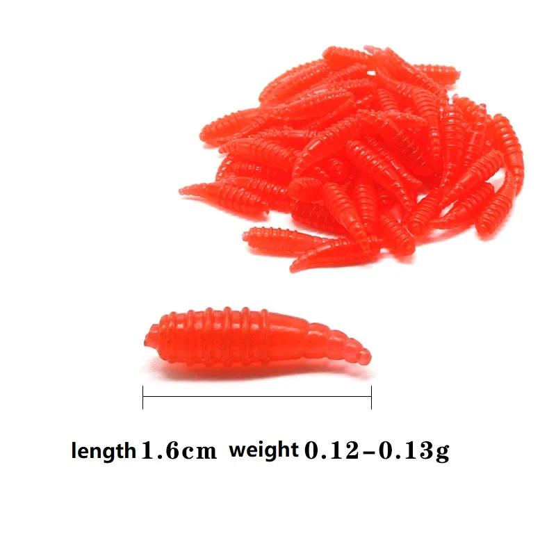 50 unids/lote pan suave bug biônico larvas trucha señuelo 1,6 cm/0,12g mano poste cebo carpa señuelo de pesca realista gusano larva gusanos - imagen 3