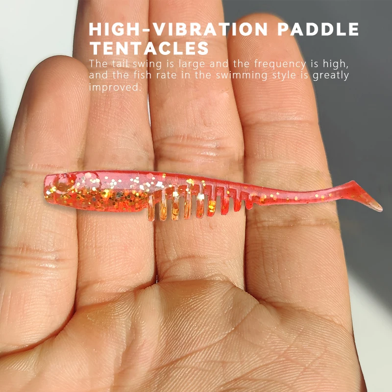 HAIMALUO-Señuelos blandos de 0,8g, 52mm, cola en T, Señuelos de pesca Jigging, aparejos Wobblers, Lucio de doble Color, Swimbait de silicona artificial - imagen 5