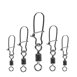 30 unids/lote conector de clavija de pesca enlace giratorio conector de señuelo de pesca de acero inoxidable con accesorios de señuelo de anzuelo a presión