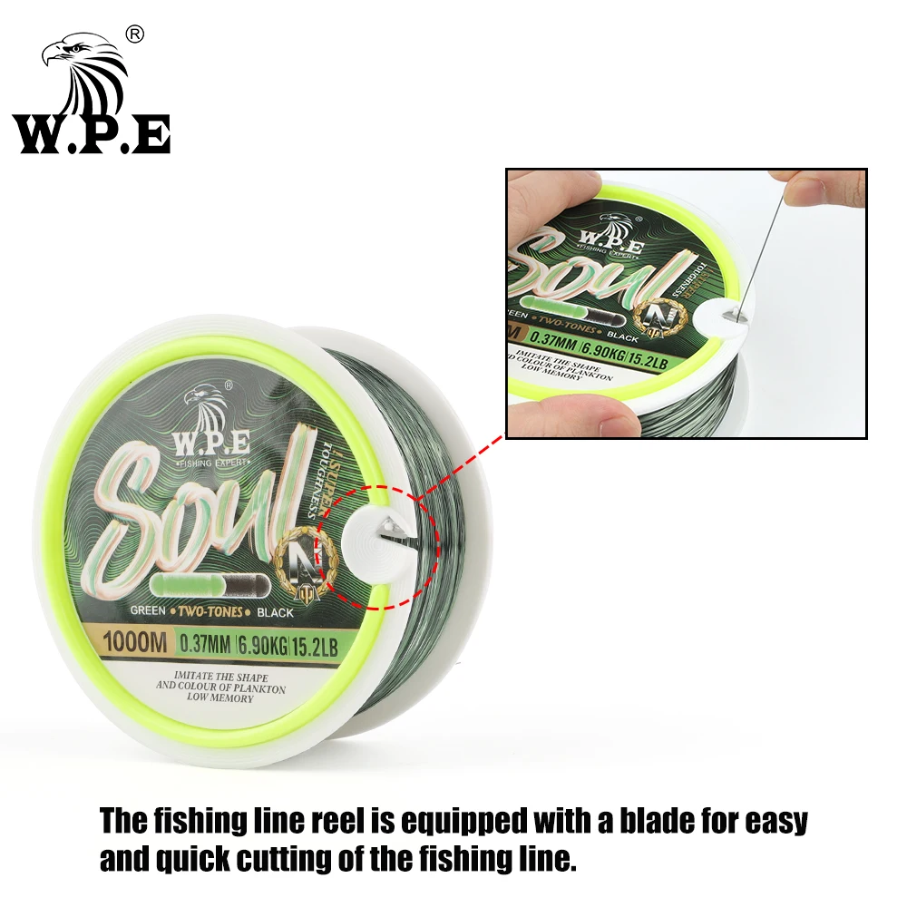 W.P.E-sedal de pesca de nailon de 1000m, hilo de pesca de monofilamento de 0,28mm-0,40mm, 11,3 LB-25lb, alimentador de carpa, aparejos de alambre de pesca con mosca - imagen 3