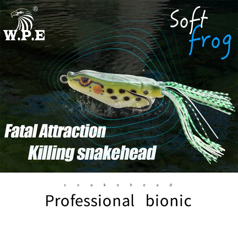 W.P.E-Nuevo señuelo de rana, 1 ud., 15,2g, cabeza de serpiente, manivela Artificial, señuelo suave fuerte, señuelo de rana Ray, aparejos de pesca, cebo de agua superior - imagen 3