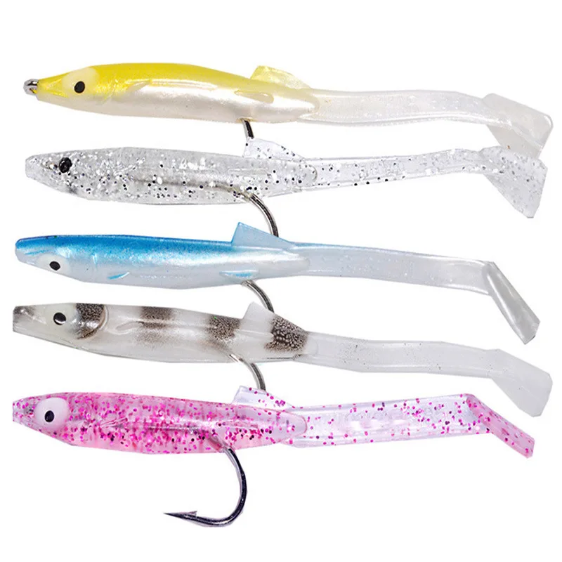 Señuelo de Pesca de anguila blanca y azul, cebos blandos con gancho, 8cm, 2,3g, cebo Artificial, novedad, 6 unidades por lote - imagen 4