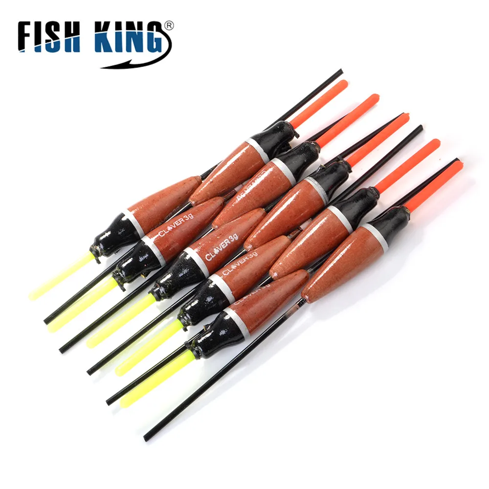 FISH KING-boya Vertical de cola dura para carpa, aparejos de Pesca, flotador de Pesca de abeto ligero, 2g, 3g, 4g, 5g, lote de 10 unidades - imagen 3
