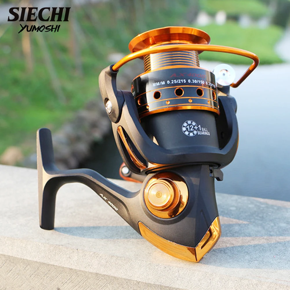 YUMOSHI-carrete de pesca giratorio de Metal serie 500-9000, 12 + 1BB 5,5: 1/5, 2:1, para agua salada, en roca - imagen 4