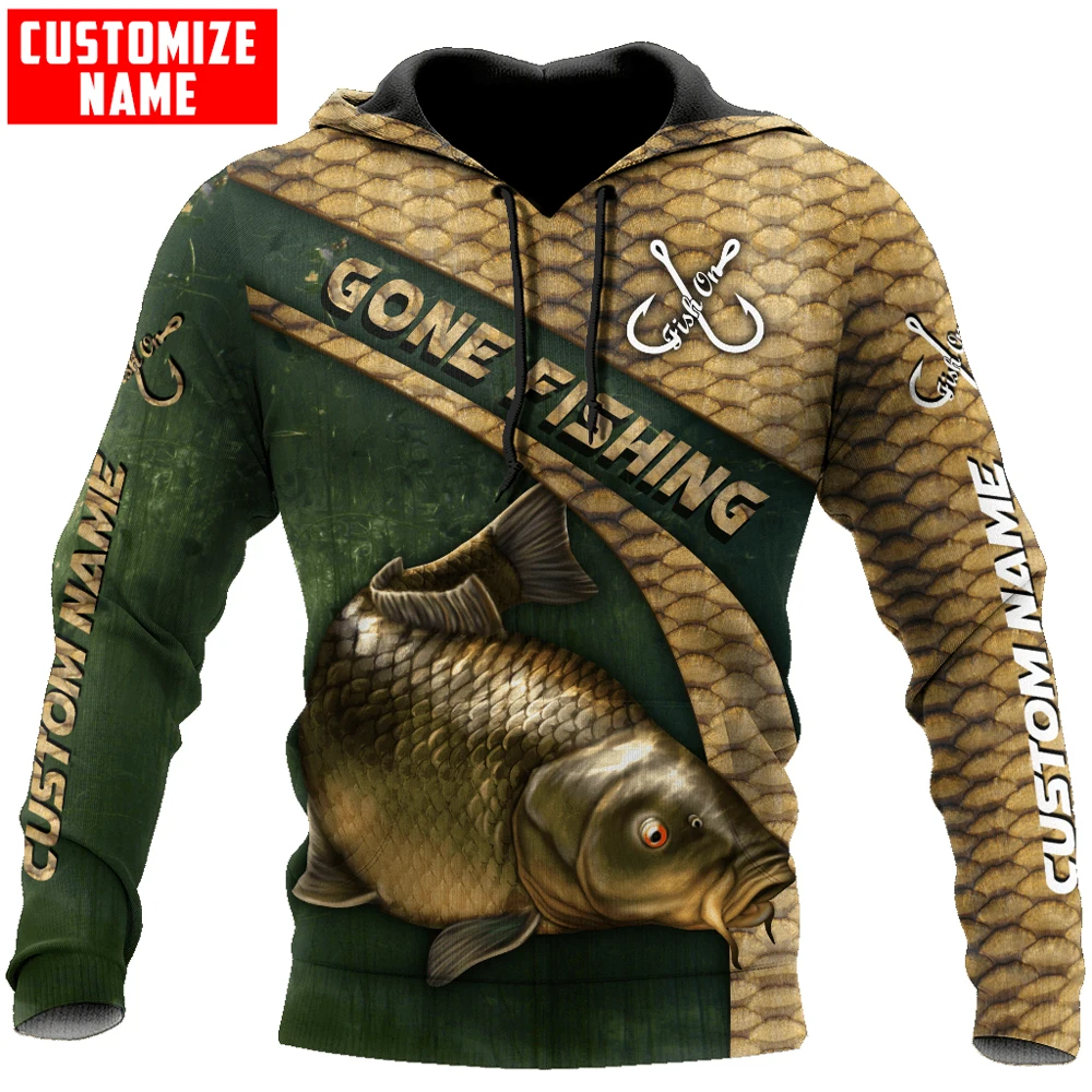 Sudadera camuflaje pesca carpa 3D con nombre hombre cremallera