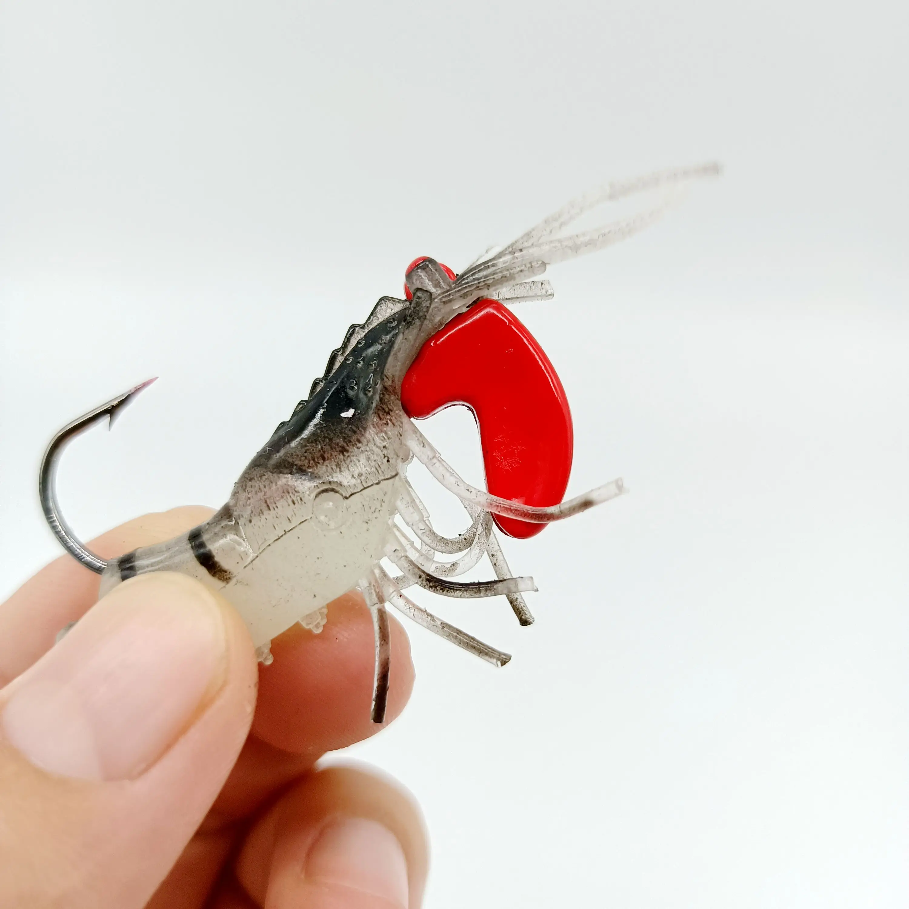 DUODUOYU-señuelo de pesca de gamba suave con cabeza de plomo, 1 uds, 12g/70mm, cebo Artificial suave de silicona con ganchos, aparejos de pesca de mar - imagen 4