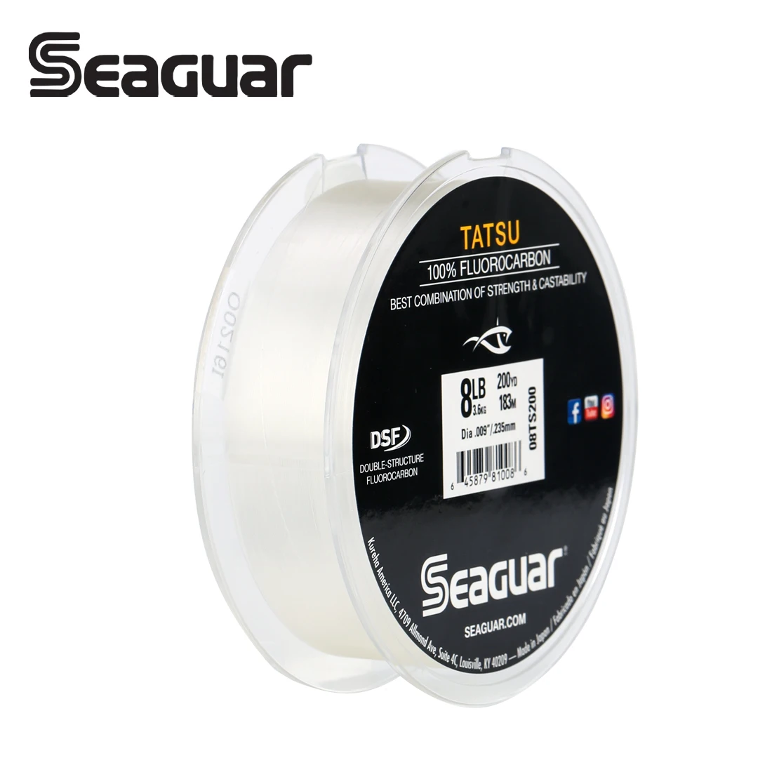 SEAGUAR-Hilo de Pesca de fluorocarbono TATSU, sedal de Pesca de 183M de fibra de carbono, monofilamento japonés, aparejos de Pesca de agua dulce, 6LB-12LB - imagen 4