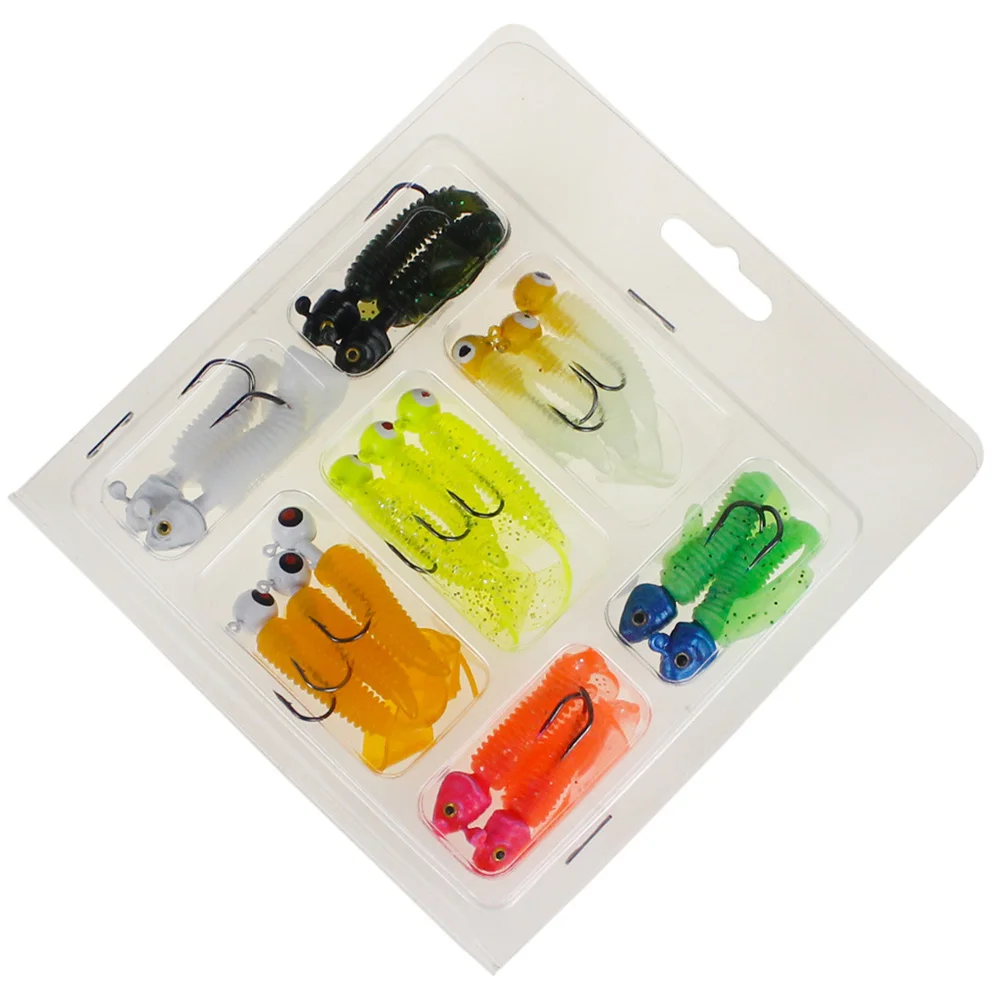 17 stks/doos Kunstaas Kit Jig Head Zacht Kunstaas Inshore Visaas Flexibele Vinyle Kunstaas Worm Haak Kleine Swimbait - imagen 5