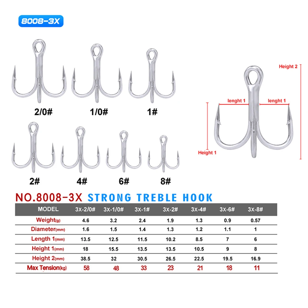 Anzuelos de pesca de acero de alto carbono, anzuelos triples plateados, súper afilados, blancos para agua salada, aparejos de mar de alta resistencia, 50 unids/lote - imagen 4