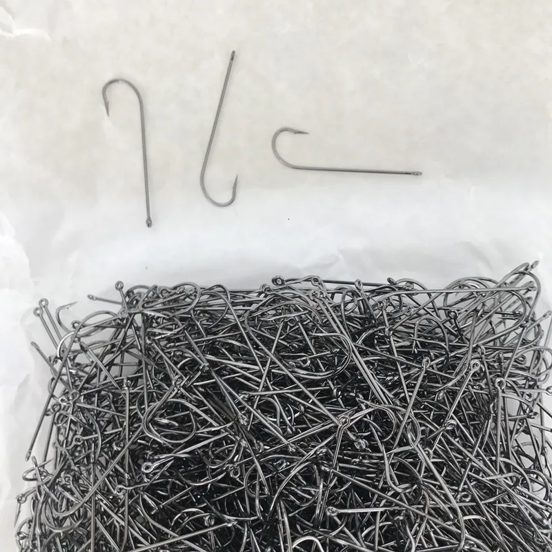 100 Uds. Anzuelos con mango de longitud media, anzuelo de púas con ojos, alargador de boca plana, agujero, aparejos de Pesca de carpa, accesorios de Pesca