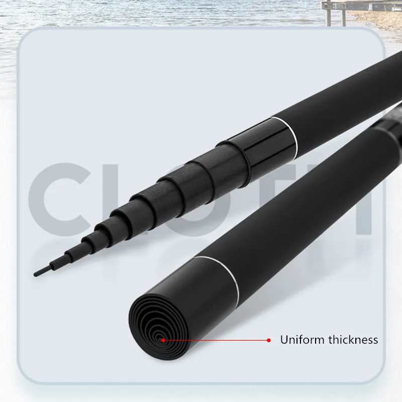 VBONI-Caña de pescar telescópica de fibra de carbono, accesorio duro y superligero de gran calidad, caña de agua dulce, 3,6/4,5/5,4/6,3/7/8/9 metros - imagen 4