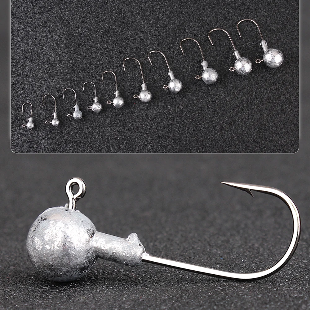 Anzuelo de pesca con cabeza, 1g, 1,5g, 2g, 2,5g, 3,5g, 5g, 7g, 10g, 14g, 20g, señuelos blandos, accesorios para peces de Lucio - imagen 4