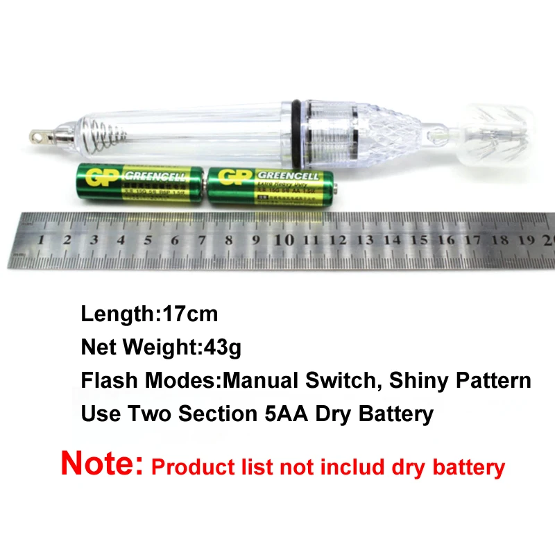 Bimoo, 1 unidad, 12cm, 17cm, lámpara LED con señuelo de calamar, batería 5AA, pesca en el mar, calamar, pulpo, sepia, gancho para paraguas, caída profunda, atraer la pesca - imagen 2