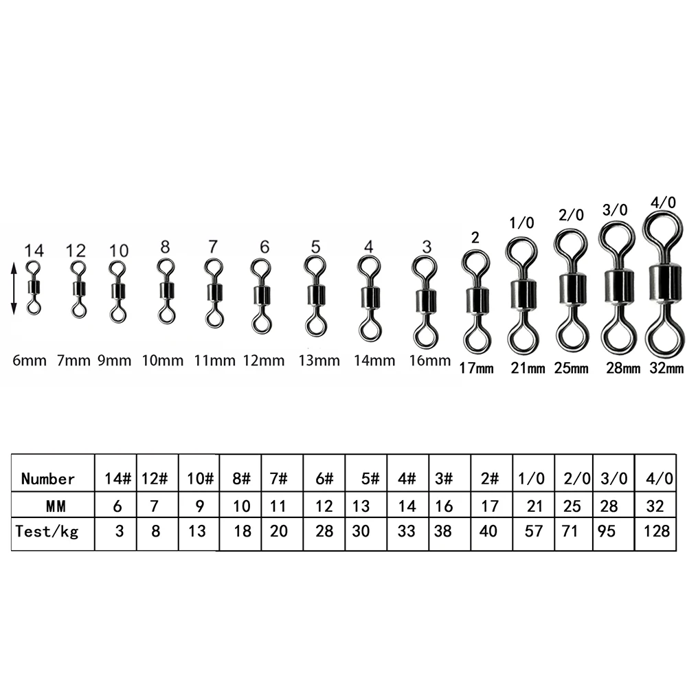 50-100 Uds pesca barril rodamiento rodante giratorio anillo sólido LB conector de anzuelos 9 tamaño de pesca accesorios para cajas de pescado herramienta - imagen 2