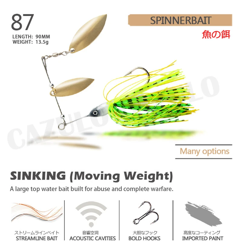 Accesorios de pesca Spinnerbait que se hunden, señuelo Isca Artificial, peso 13,5g 9cm, cebos, cuchara Wobblers, productos para aparejos de carpa Leurre - imagen 2
