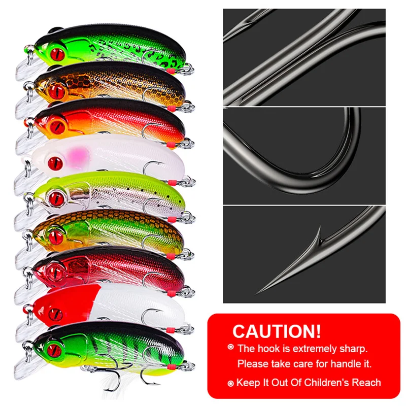 Señuelo de pesca de pececillo que se hunde, cebo duro Artificial de 60mm y 10g con pluma, anzuelo triple, aparejo Crankbait, 1 ud. - imagen 4