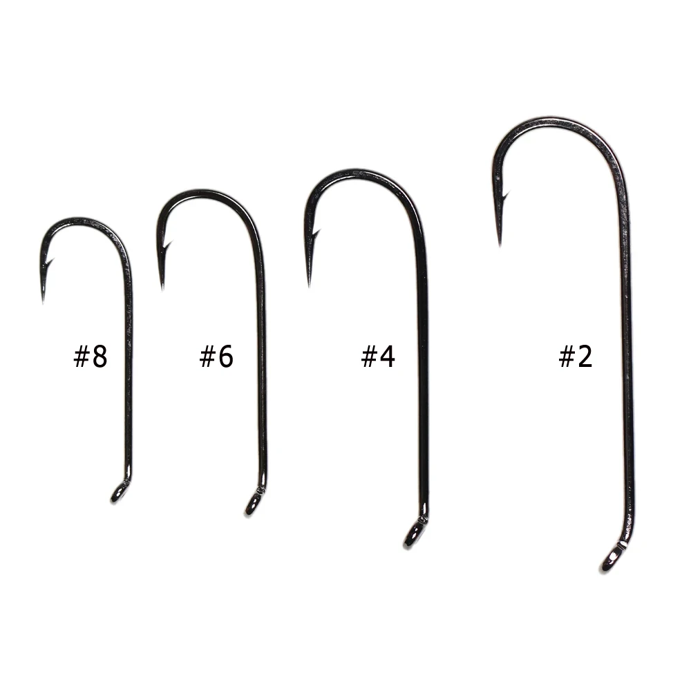 Bimoo 30 Uds atado de moscas Streamer Ninfa 4XL ganchos con ojo descendente 4X longitud Muddlers Zonkers pesca con mosca anzuelo de púas níquel negro - imagen 5