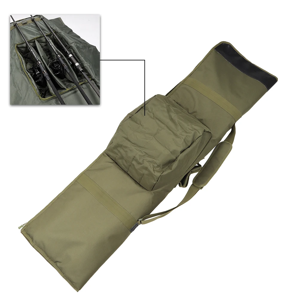 W.P.E-Bolsa de almacenamiento para caña de pescar, aparejos de pesca de tela Oxford plegable, bolsa grande para el vientre, 1,5 m/2,1 m