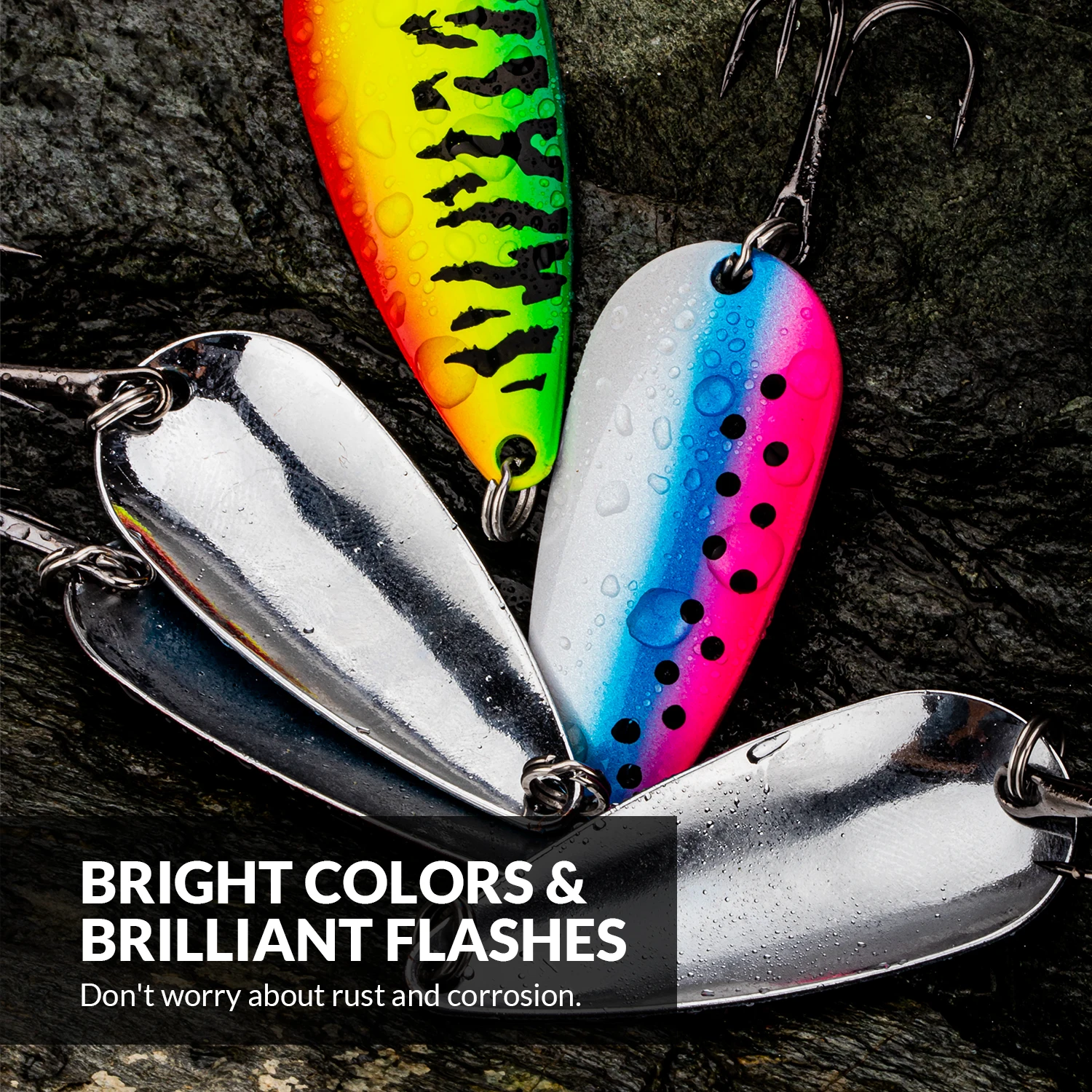 THKFISH 5 uds cuchara de pesca señuelo de trucha 3,5g 5g 7g 10g 15g 21g 28g Spinner cuchara de Metal cebo duro anzuelo triple para pesca de Lucio - imagen 3