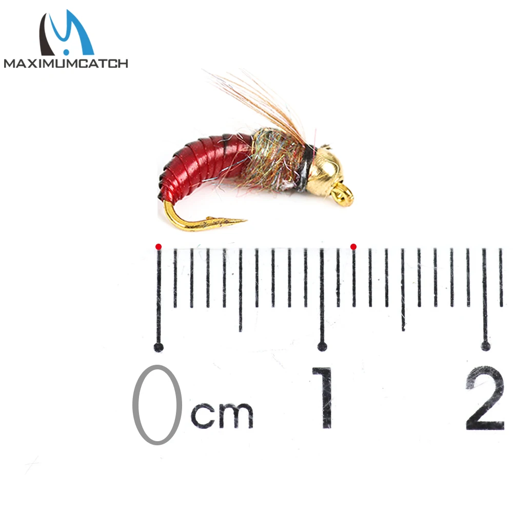 Maxcatch-señuelo de pesca de insectos artificiales, cabeza de cuentas de latón, ninfa, Scud, gusano, trucha, hundimiento rápido, 8 piezas, #12 - imagen 4