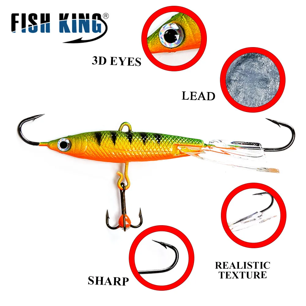 FISHKING-señuelo de pesca en hielo de invierno, cebo colorido AD-Sharp, señuelo Artificial duro, equilibrador para carpa, lubina, pesca en hielo, 12g, 15g, 25g - imagen 4