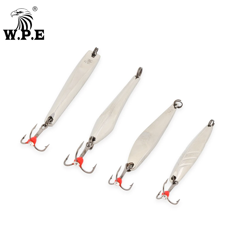 W.P.E-señuelo de Pesca de invierno, 1 unidad, 5g/10g/15g/20g/25g, señuelo de Pesca duro, cuchara, aparejos de Pesca de Metal, anzuelo triple - imagen 5