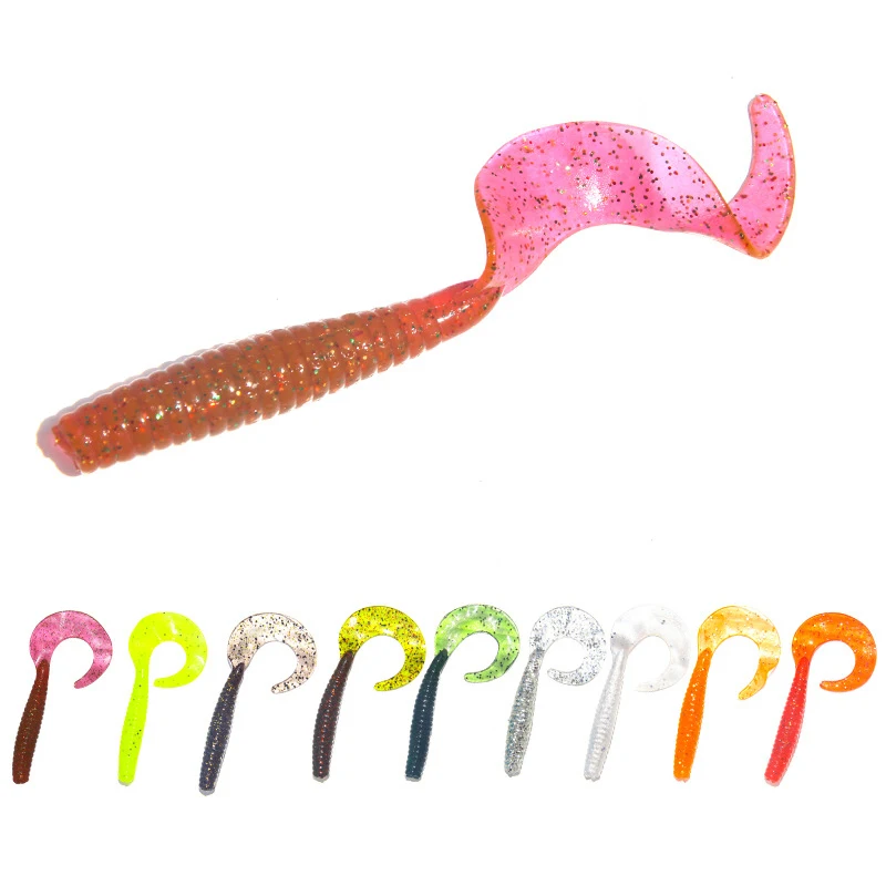 10 Uds cebo suave señuelo de pesca cola Topwater 4,2g/8cm silicona doble Color suave señuelo Artificial perca aparejos de pesca de lubina - imagen 2