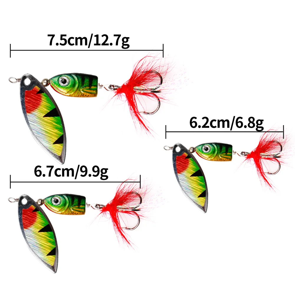 Anzuelos giratorios de Metal para Pesca, Señuelos de Pesca giratorios de 6,8g-12,7g, con plumas, accesorios de pesca, 1 Uds. - imagen 5