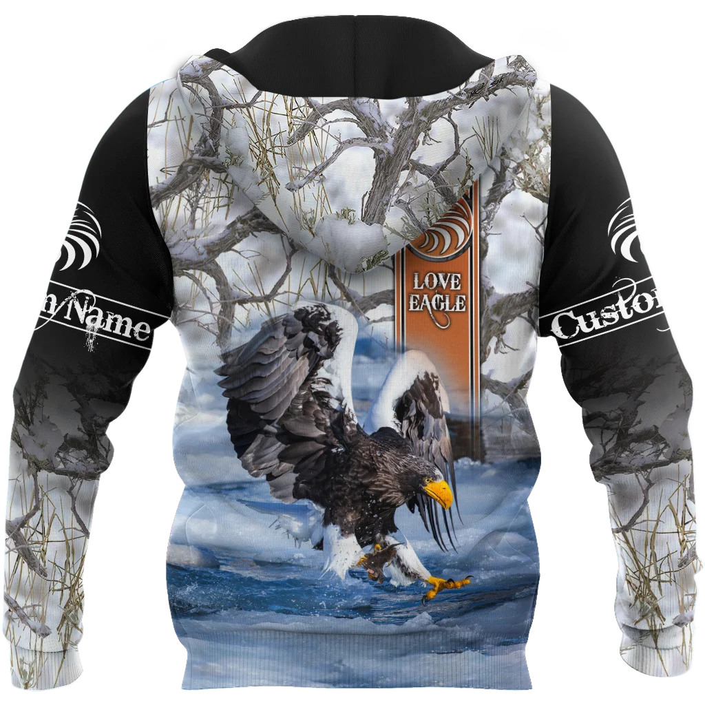 Sudadera capucha pesca águila 3D nombre personalizado KJ515 - imagen 5