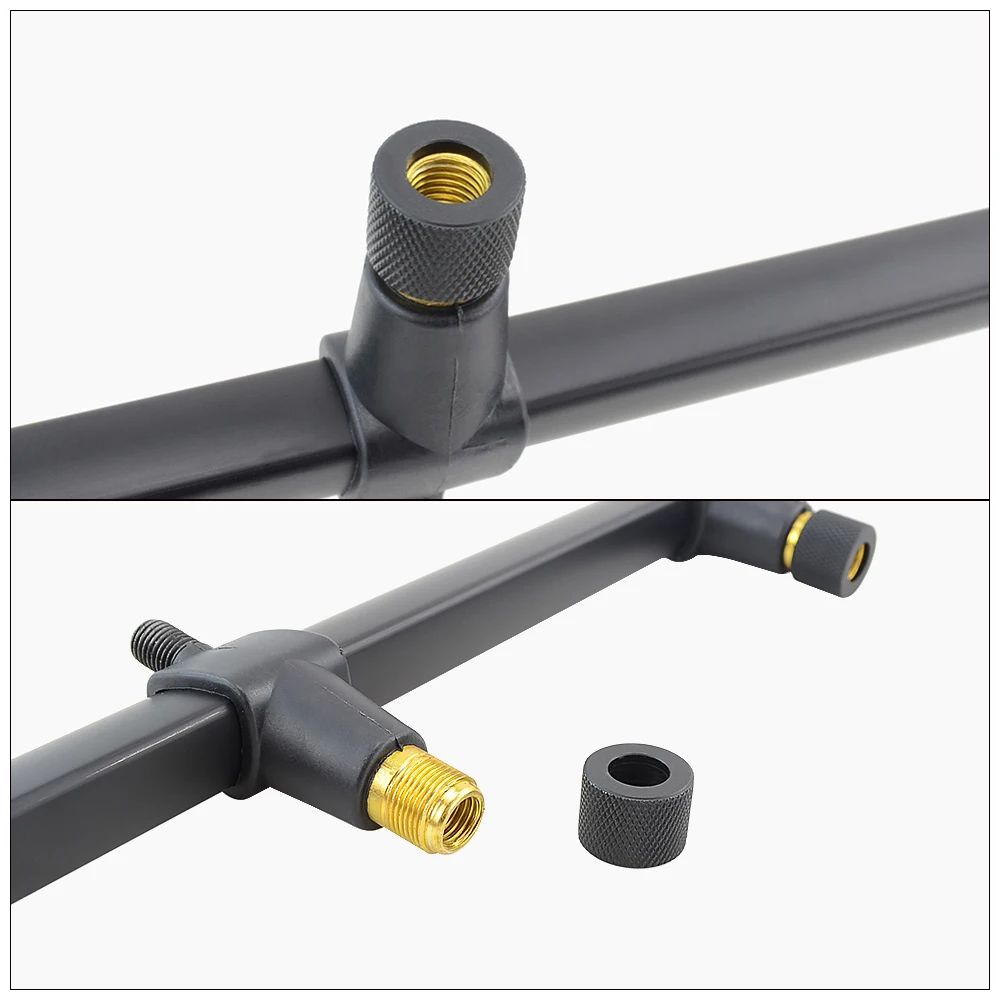 Hirisi Juego de vainas de caña de pescar de carpa de aluminio con bolsa, 2 palos bancarios y 2 barras de zumbido para 3 cañas - imagen 4