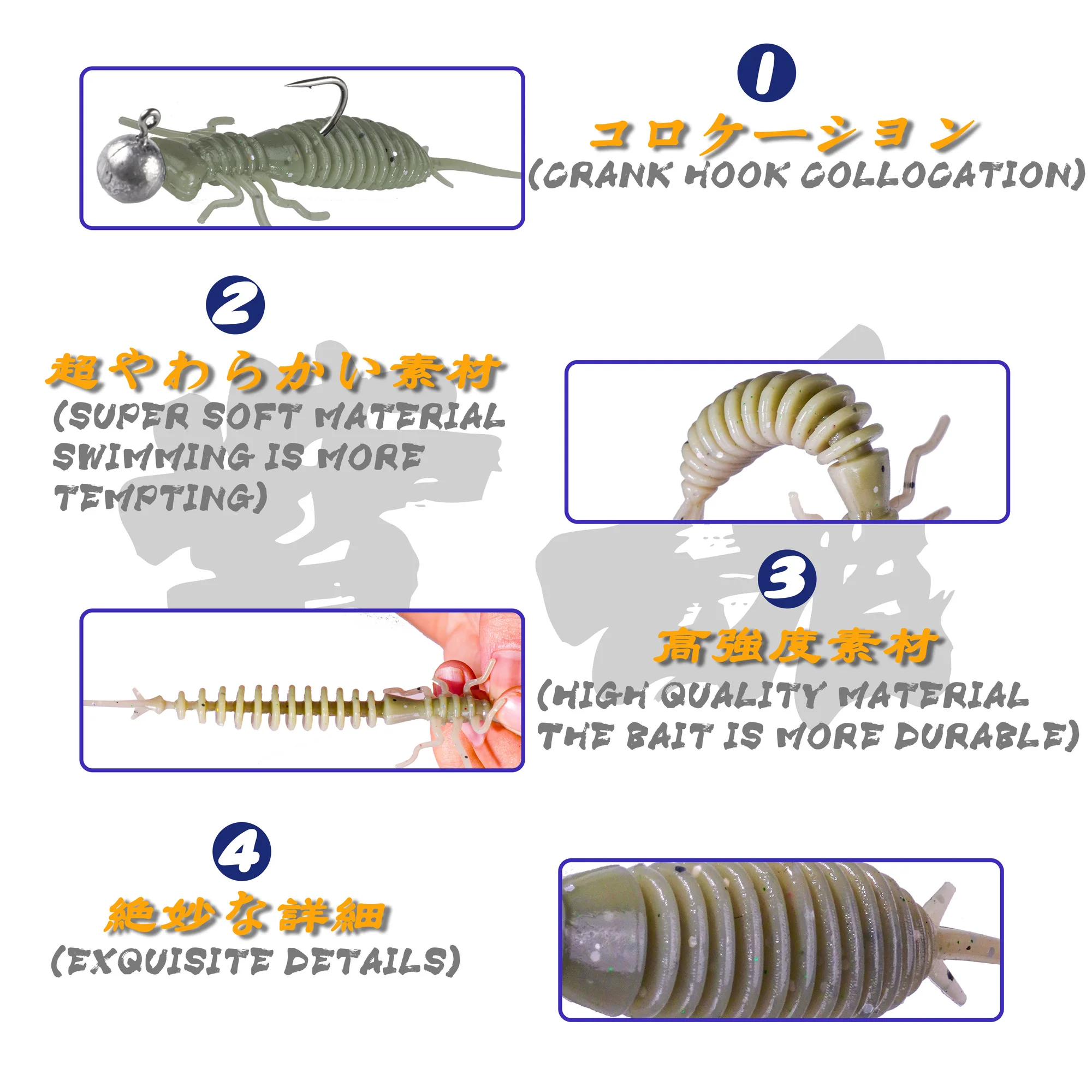 Señuelos blandos de Pesca, cebos blandos de silicona, 75mm, 8 unids/lote por bolsa - imagen 3