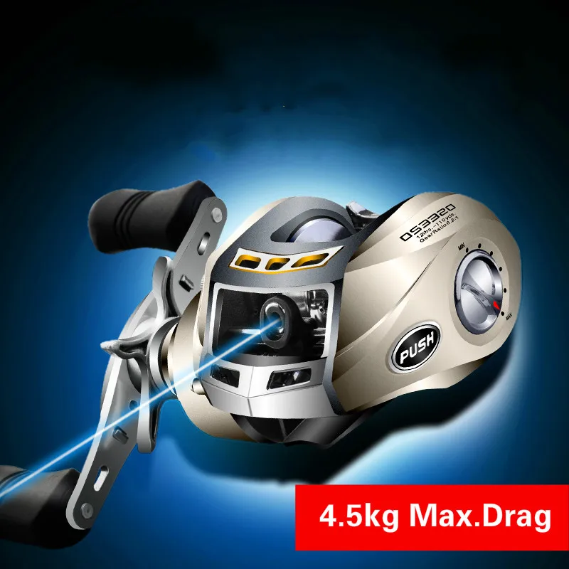 Carrete De Pesca Baitcast Rock, 6,2: 1, ruedas De Metal para mano izquierda, 7BB, 4,5 KG, Carrete De arrastre máximo - imagen 2