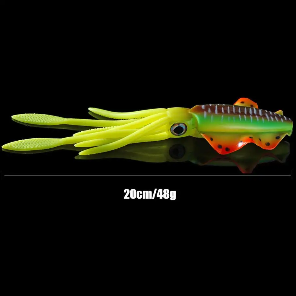 SUNMILE-señuelo suave de pesca, 48g, 20cm, luminoso/UV, plantilla de calamar, Señuelos de pesca, pulpo, Swim Wobbler para pesca en el mar, cebo Wobbler - imagen 5
