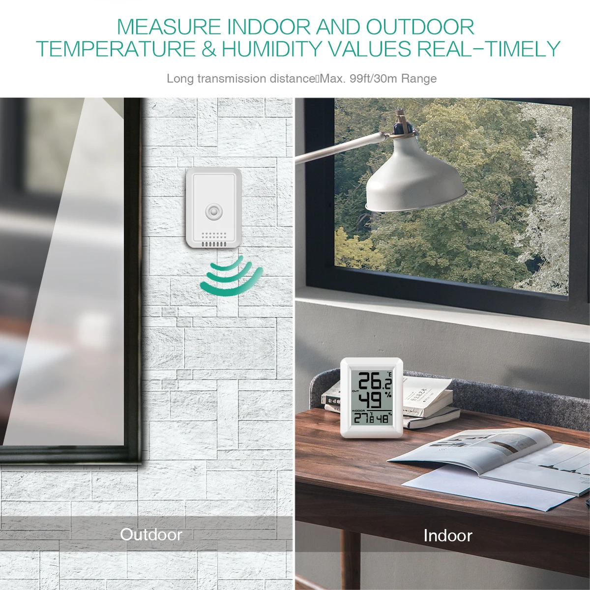 ORIA Termómetro LCD digital sensor interior exterior - imagen 5