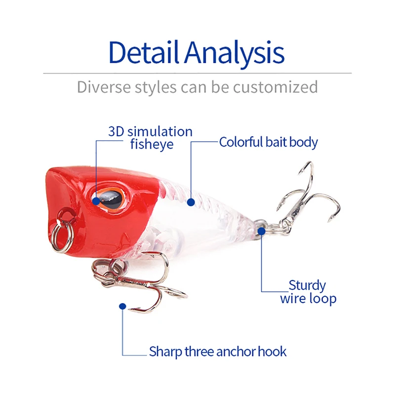 Señuelos de Pesca de pececillos, 1 piezas, 4cm, 3,3g, Crankbait articulado, Swimbait Popper, cebo Artificial duro, aparejos de pesca - imagen 5