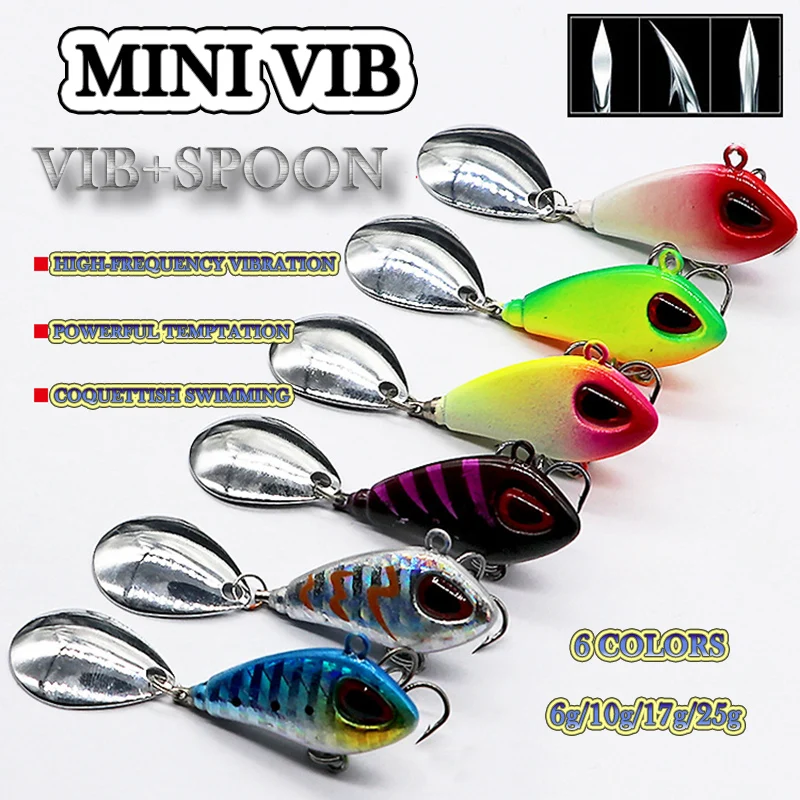 1 unidad 6g/9g/16g/21g nuevo Metal Mini VIB cuchara Spin lentejuelas señuelo aparejos Pin cebo duro Crankbait vibración Spinner hundimiento pesca