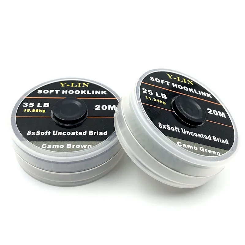 20m Carp Fishing Line Soft Uncoated Hook Link Leader For Hair Rig 8 Core Hooklink Camo Brown Green Color Carp Ronnie Rigs - imagen 5
