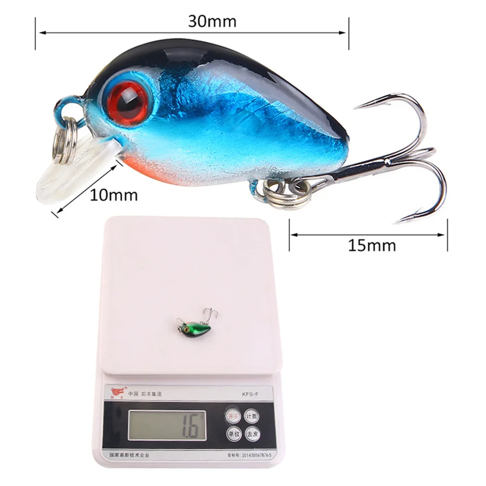 Señuelos de pesca biónicos Mini Minnow cebo 3cm/1,6g ojos 3D cebo duro Artificial Wobblers Crankbait gancho perca carpa aparejos de pesca - imagen 3