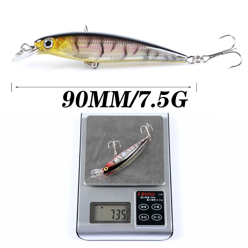 Juego de Señuelos de Pesca de pececillos Crankbaits, pluma de lubina, Wobbler, cebo Artificial para aparejos de pesca, Swimbait de plástico duro, 18 unidades por lote - imagen 3