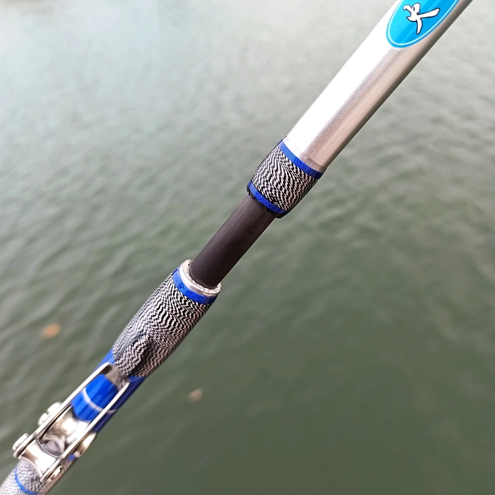 Caña de pescar de carbono para agua salada, varilla de arrastre fuerte de 1,98 m, 2,1 m, rodillo de guía de acero inoxidable, plantilla pesada de 7 pies, poste de fundición de mar azul - imagen 5