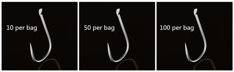 Maximice su eficiencia de pesca con nuestros ganchos de alta calidad disponibles en 10, 50 o 100 por opciones de bolsa