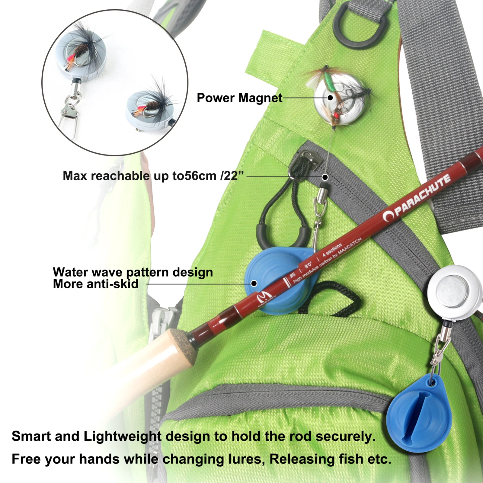 Soporte de Clip para caña de pescar con mosca de silicona Maximumcatch con imán Retractor Zinger accesorio de pesca - imagen 5